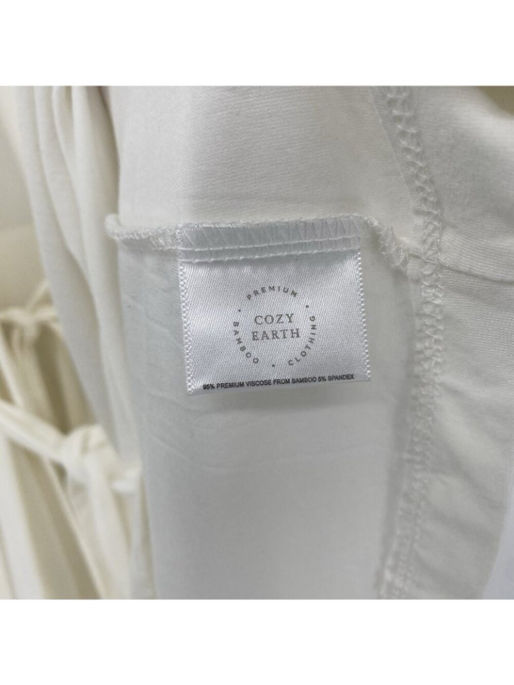 COZY EARTH Women's Size M Bamboo Stretch-Knit Robe Ivory White Loungewear - Picture 14 of 16